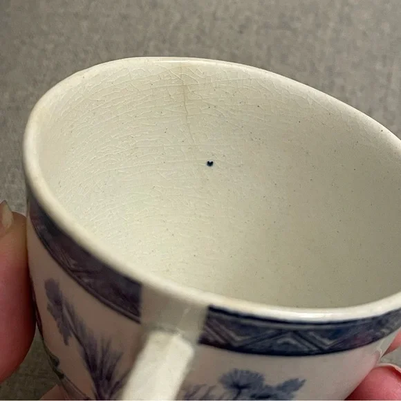 Antique Vtg blue & white tea cup English transferware?
